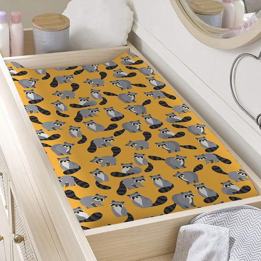 Cute Raccoon Pattern Print Changing Pad Cover
