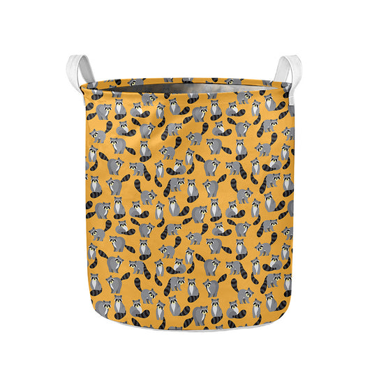 Cute Raccoon Pattern Print Collapsible Laundry Basket