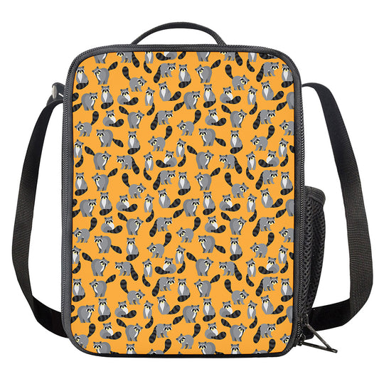 Cute Raccoon Pattern Print Crossbody Lunch Bag