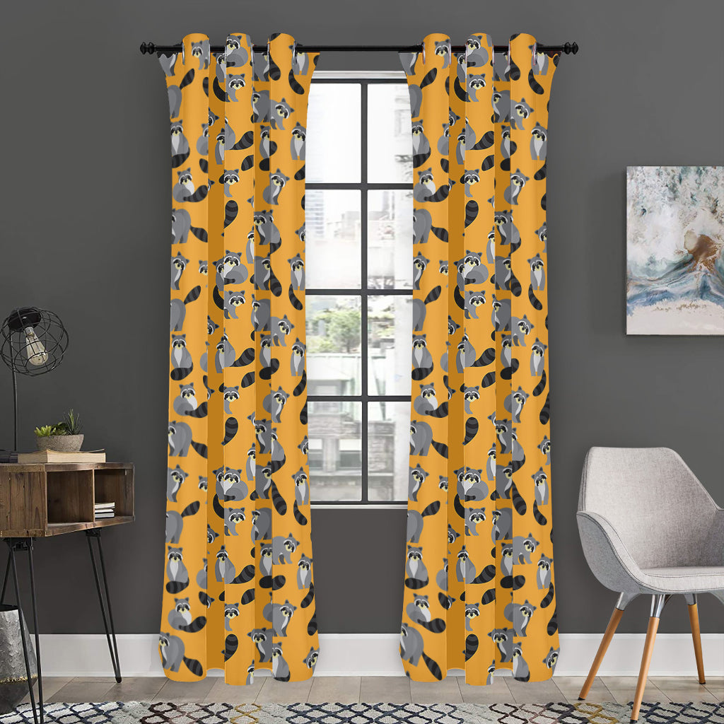 Cute Raccoon Pattern Print Curtain