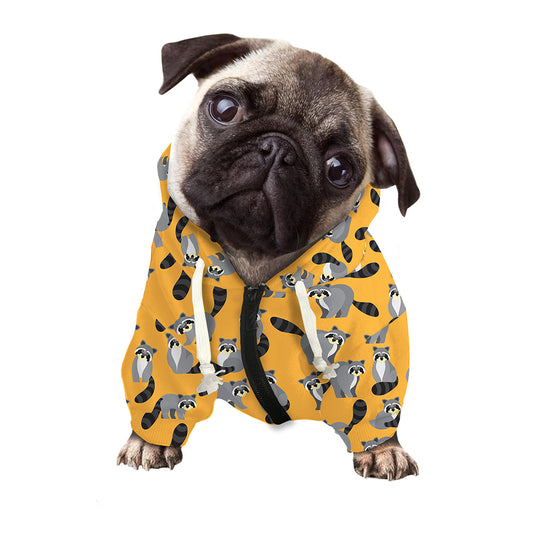 Cute Raccoon Pattern Print Dog Zip Up Hoodie