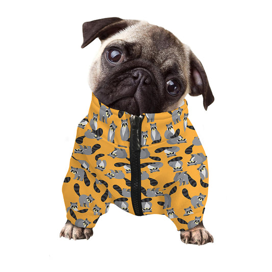 Cute Raccoon Pattern Print Dog Zip Up Jacket