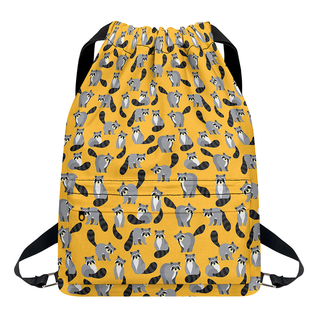 Cute Raccoon Pattern Print Drawstring Backpack