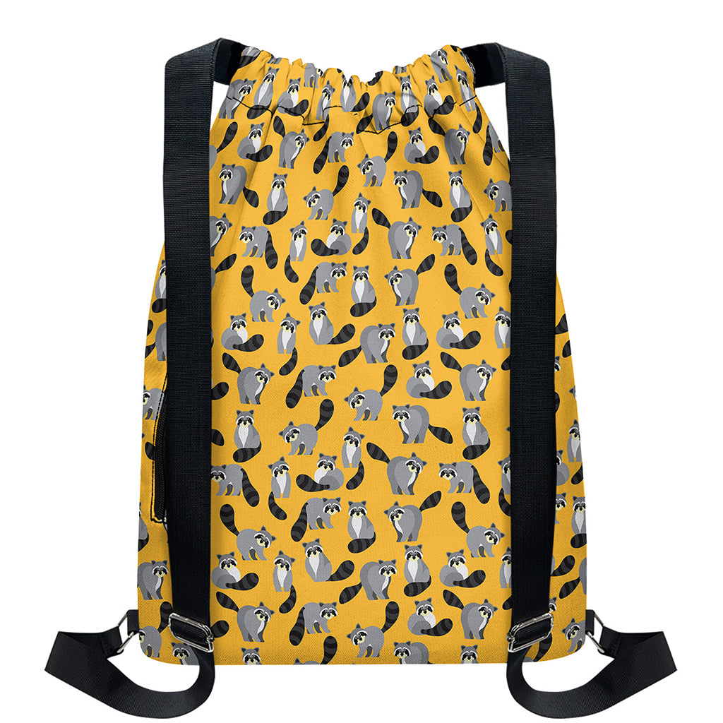 Cute Raccoon Pattern Print Drawstring Backpack