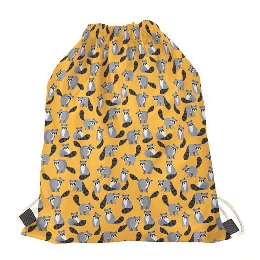 Cute Raccoon Pattern Print Drawstring Bag