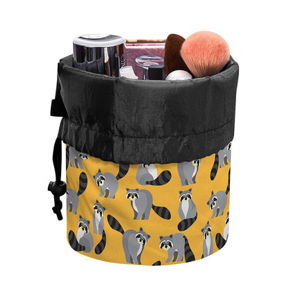 Cute Raccoon Pattern Print Drawstring Makeup Bag
