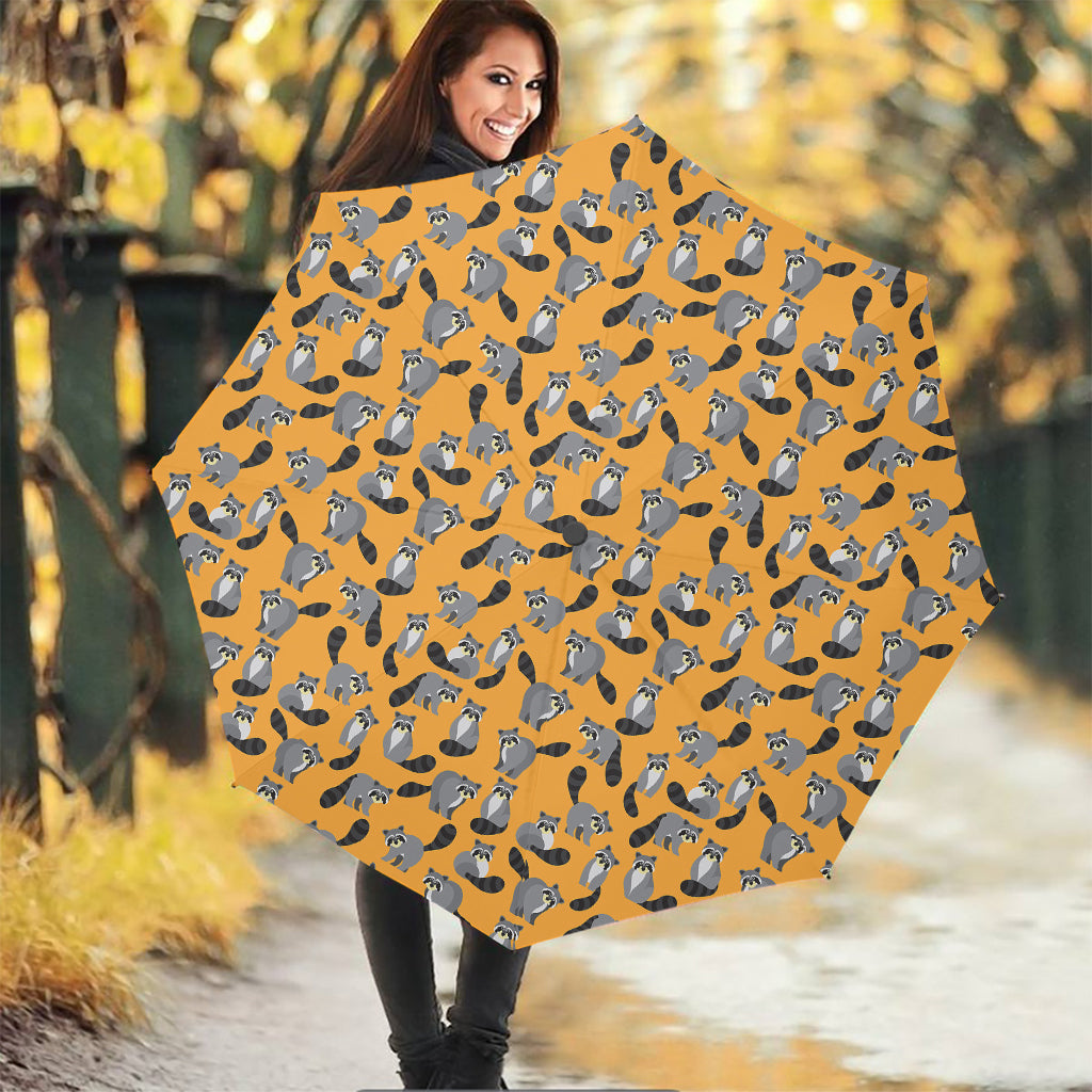 Cute Raccoon Pattern Print Foldable Umbrella