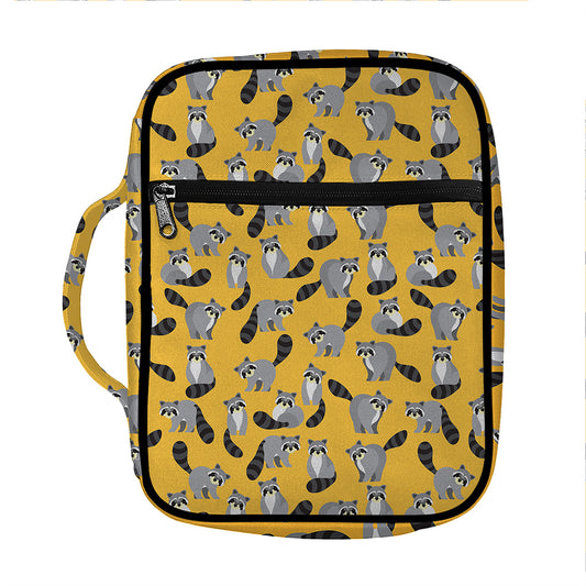 Cute Raccoon Pattern Print Front Pocket Bible Bag