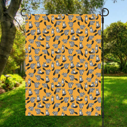 Cute Raccoon Pattern Print Garden Flag