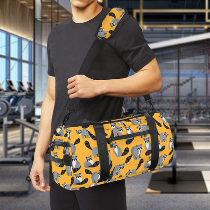 Cute Raccoon Pattern Print Gym Bag