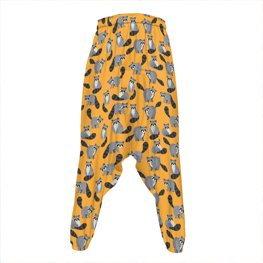 Cute Raccoon Pattern Print Hammer Pants