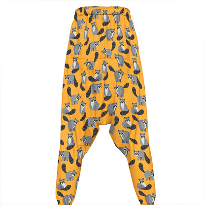 Cute Raccoon Pattern Print Hammer Pants