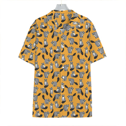 Cute Raccoon Pattern Print Hawaiian Shirt