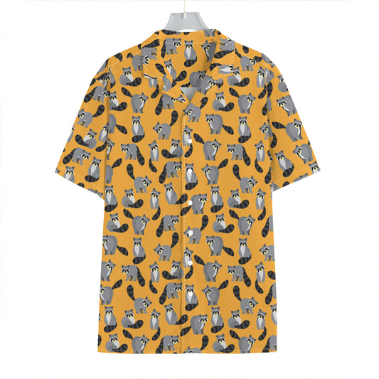 Cute Raccoon Pattern Print Hawaiian Shirt