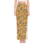 Cute Raccoon Pattern Print High Slit Maxi Skirt