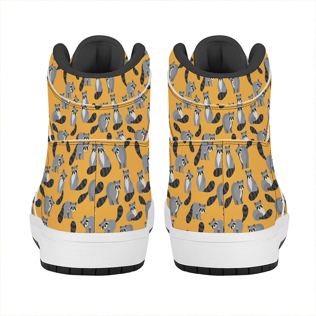 Cute Raccoon Pattern Print High Top Leather Sneakers