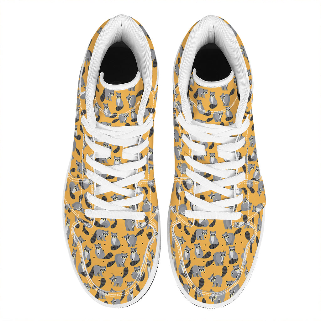 Cute Raccoon Pattern Print High Top Leather Sneakers