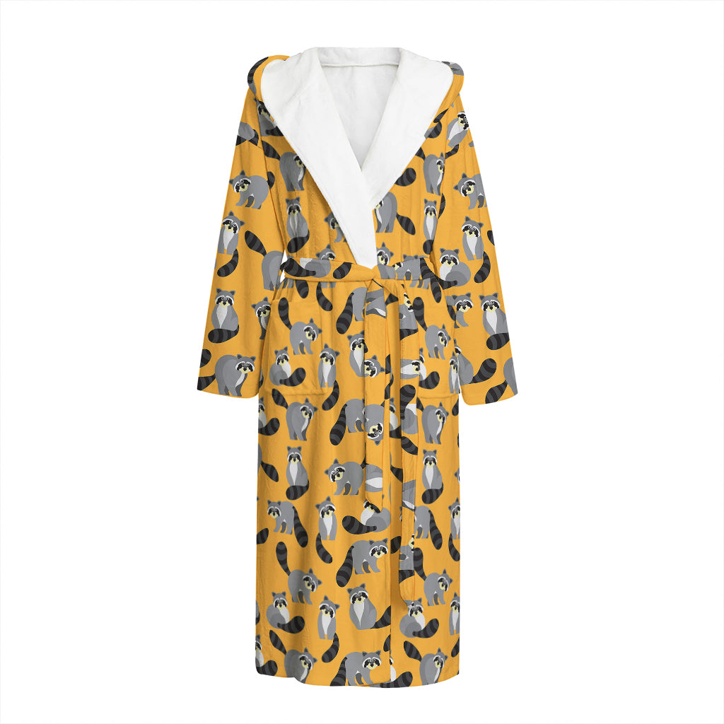 Cute Raccoon Pattern Print Hooded Bathrobe