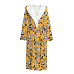 Cute Raccoon Pattern Print Hooded Bathrobe