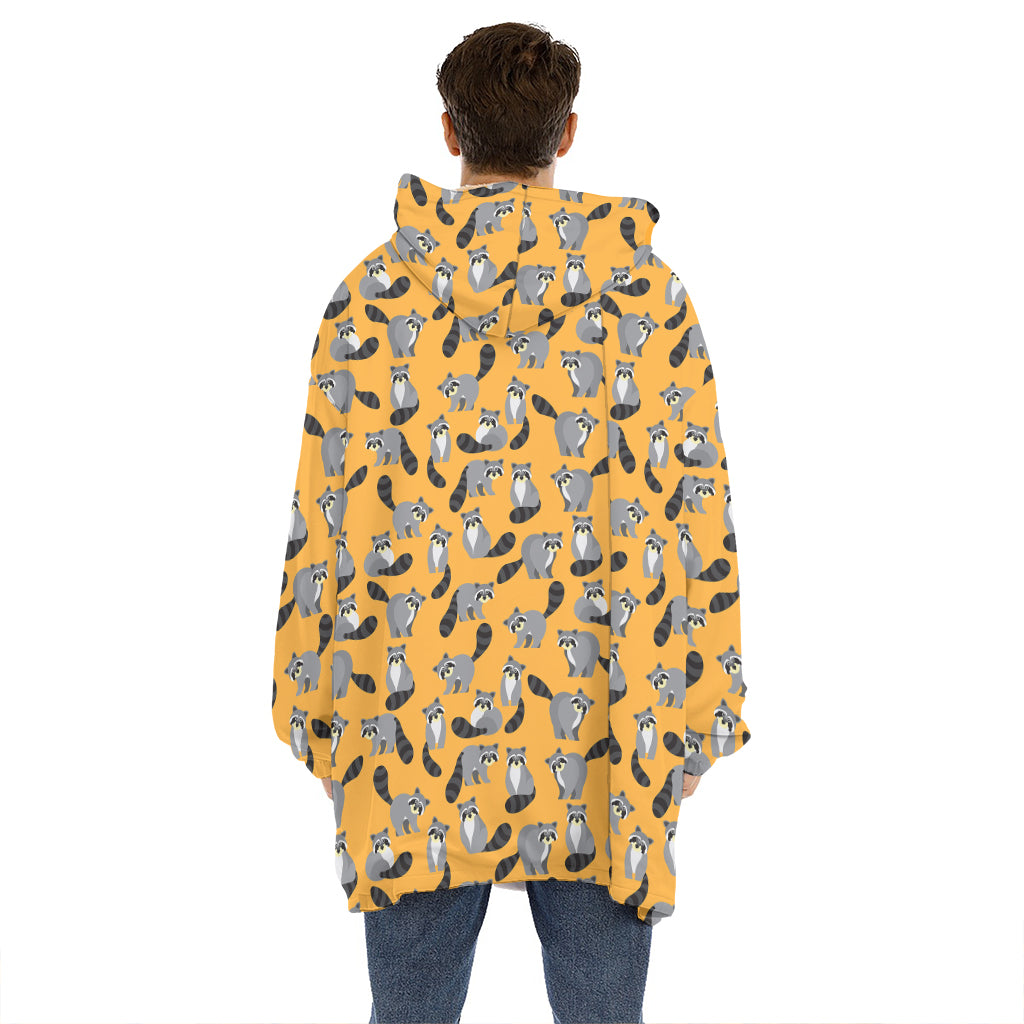 Cute Raccoon Pattern Print Hoodie Blanket
