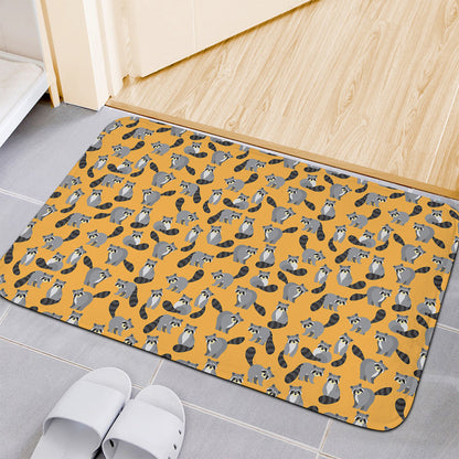 Cute Raccoon Pattern Print Indoor Door Mat