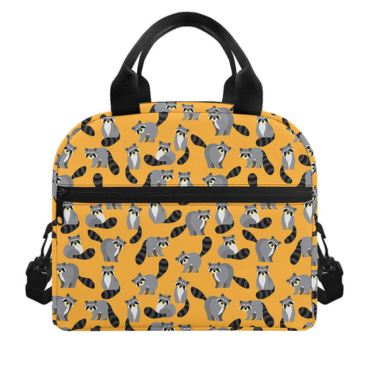 Cute Raccoon Pattern Print Insulated Lunch Bag