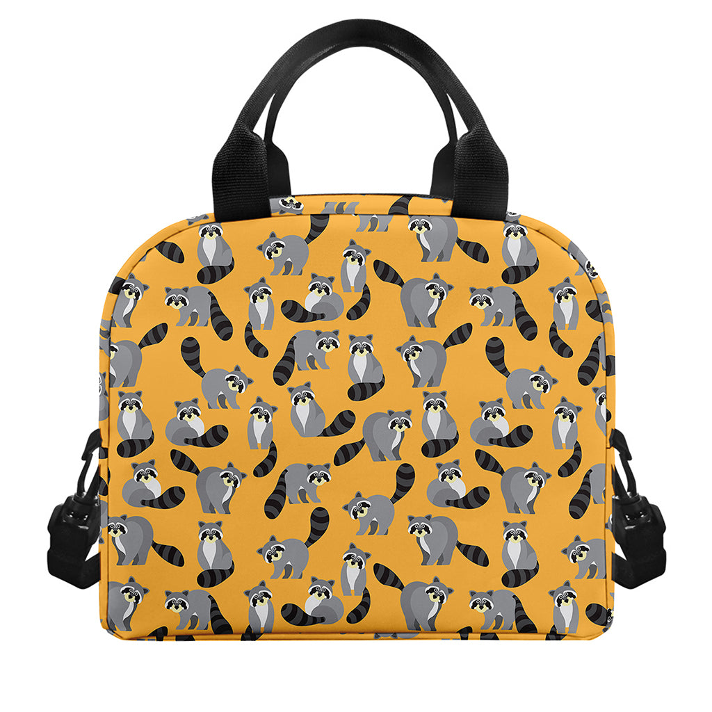Cute Raccoon Pattern Print Insulated Lunch Bag