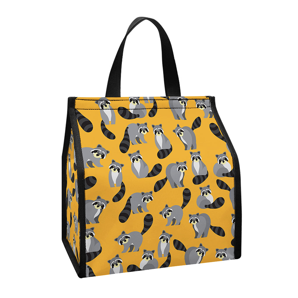 Cute Raccoon Pattern Print Insulated Lunch Tote