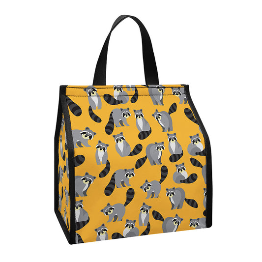 Cute Raccoon Pattern Print Insulated Lunch Tote