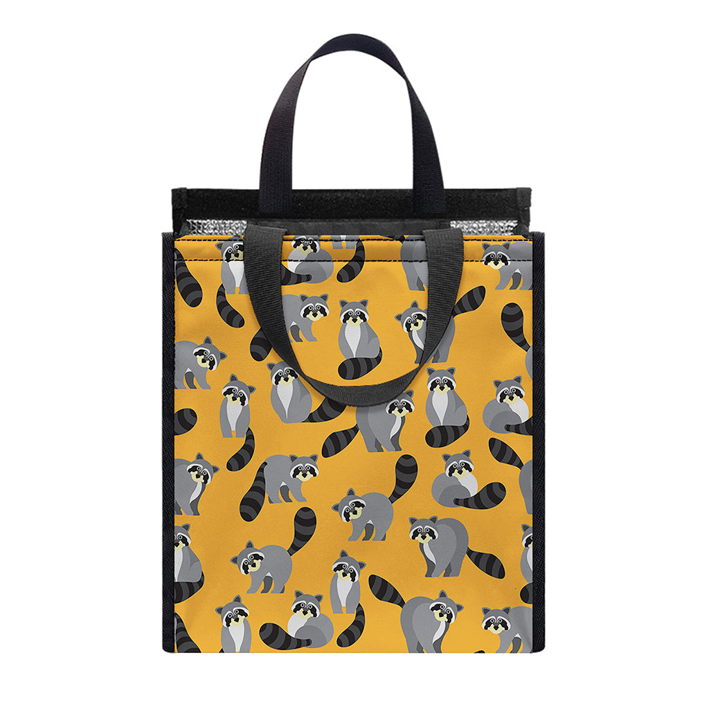 Cute Raccoon Pattern Print Insulated Lunch Tote