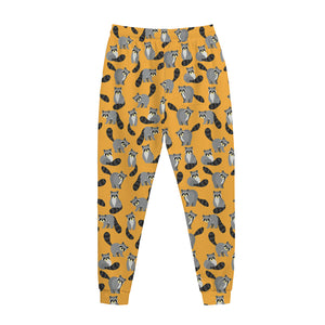 Cute Raccoon Pattern Print Jogger Pants