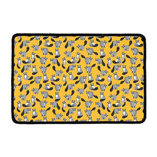 Cute Raccoon Pattern Print Kitchen Mat