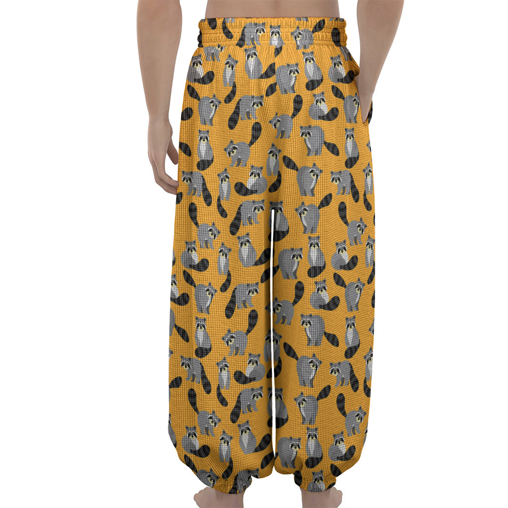 Cute Raccoon Pattern Print Lantern Pants