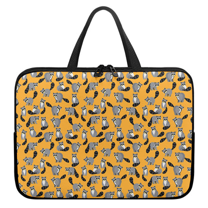 Cute Raccoon Pattern Print Laptop Sleeve With Handle