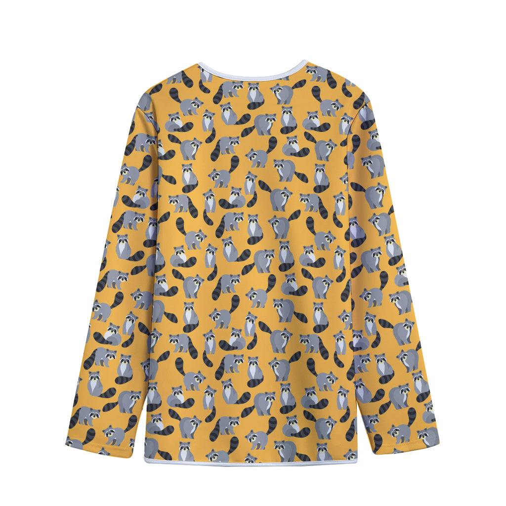 Cute Raccoon Pattern Print Long Sleeve Short Coat