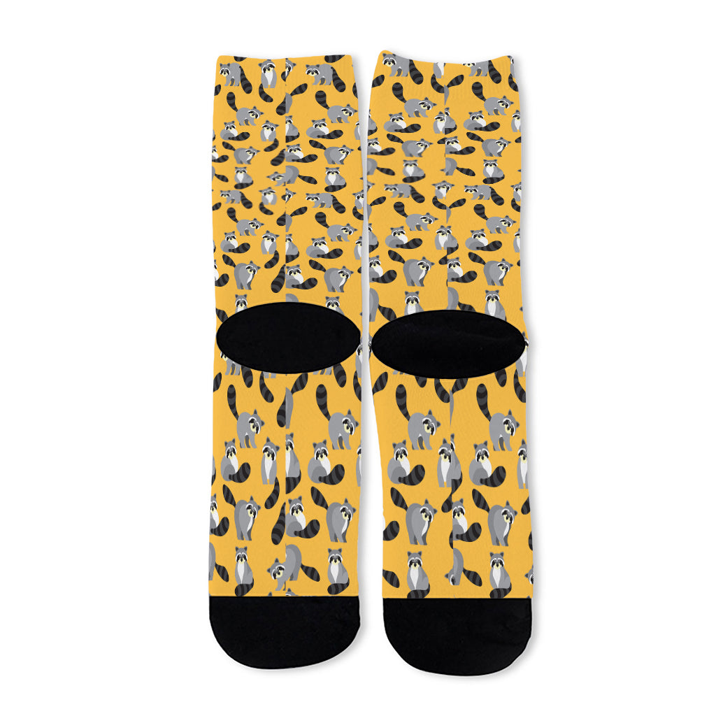 Cute Raccoon Pattern Print Long Socks