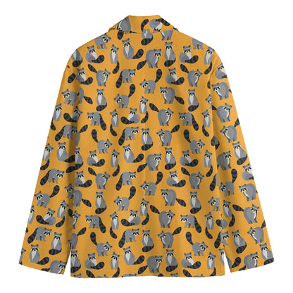 Cute Raccoon Pattern Print Men's Blazer
