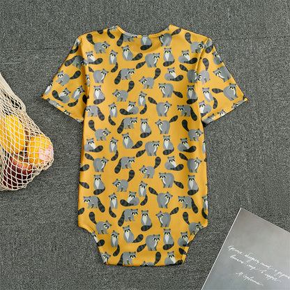 Cute Raccoon Pattern Print Men's Bodysuit