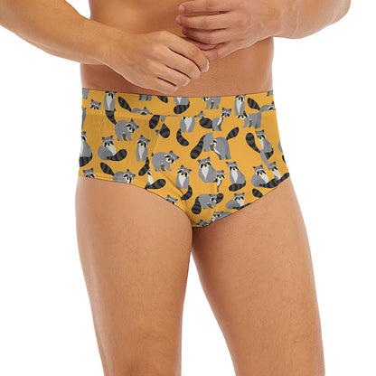 Cute Raccoon Pattern Print Men's Briefs