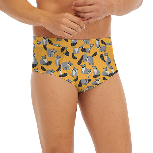 Cute Raccoon Pattern Print Men's Briefs