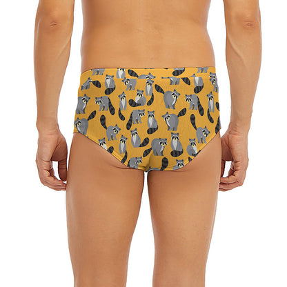 Cute Raccoon Pattern Print Men's Briefs