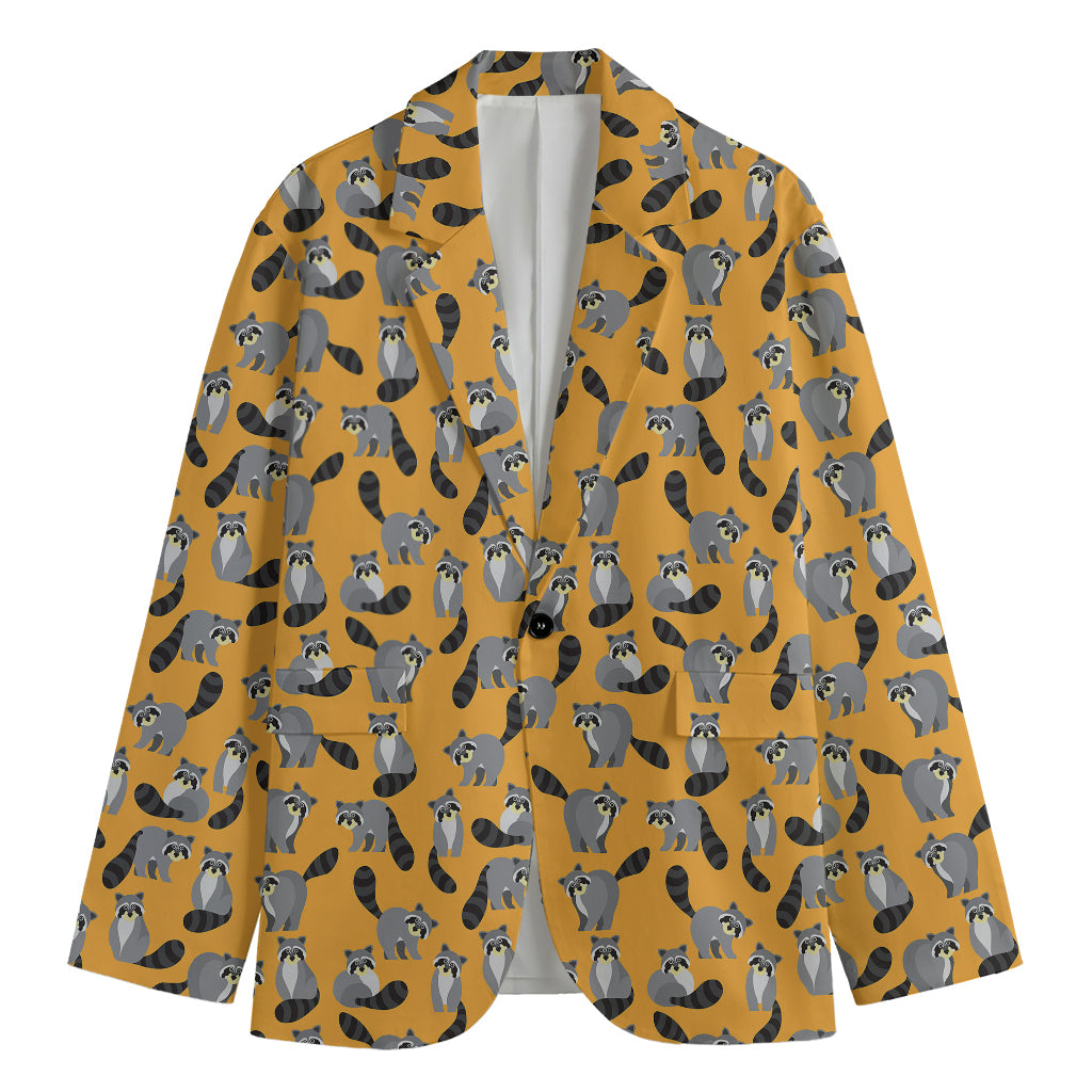 Cute Raccoon Pattern Print Men's Cotton Blazer