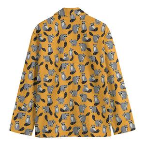 Cute Raccoon Pattern Print Men's Cotton Blazer