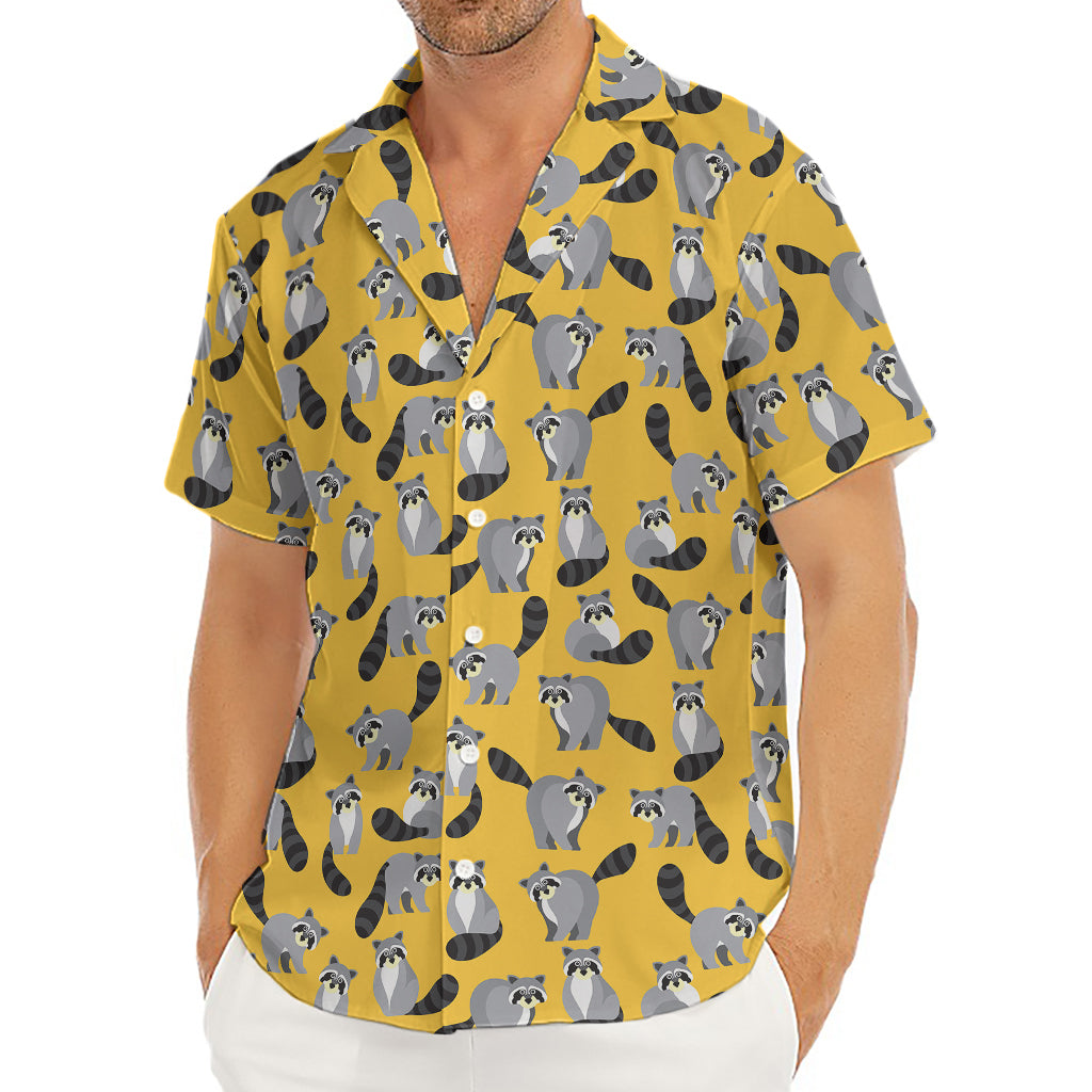 Cute Raccoon Pattern Print Men's Deep V-Neck Shirt