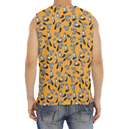 Cute Raccoon Pattern Print Men's Fitness Tank Top