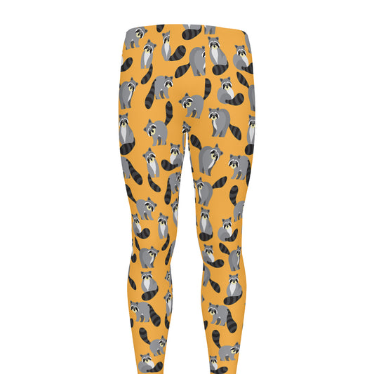 Cute Raccoon Pattern Print Men's leggings
