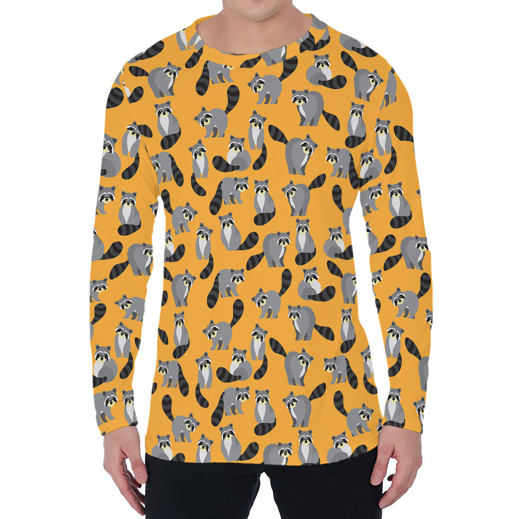 Cute Raccoon Pattern Print Men's Long Sleeve T-Shirt
