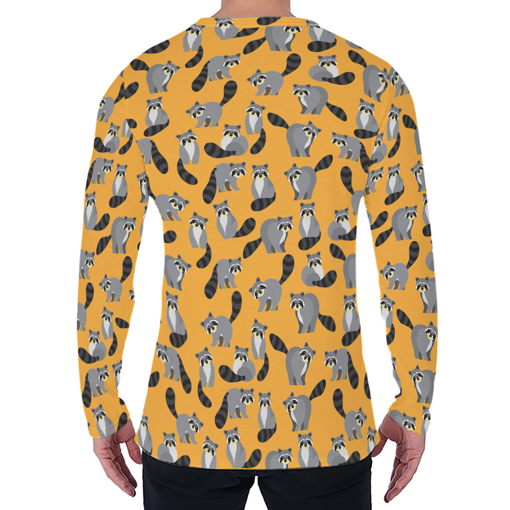 Cute Raccoon Pattern Print Men's Long Sleeve T-Shirt