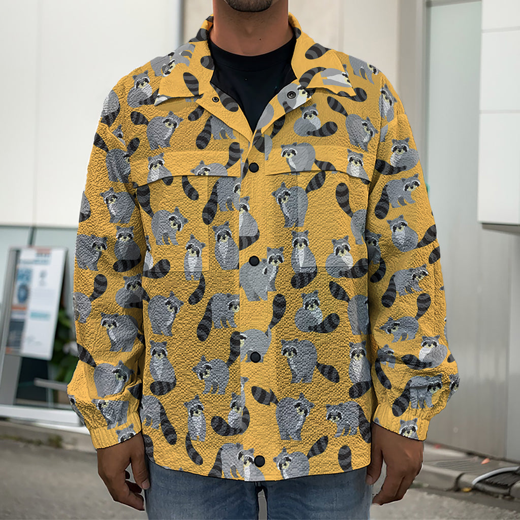 Cute Raccoon Pattern Print Men's Shirt Jacket