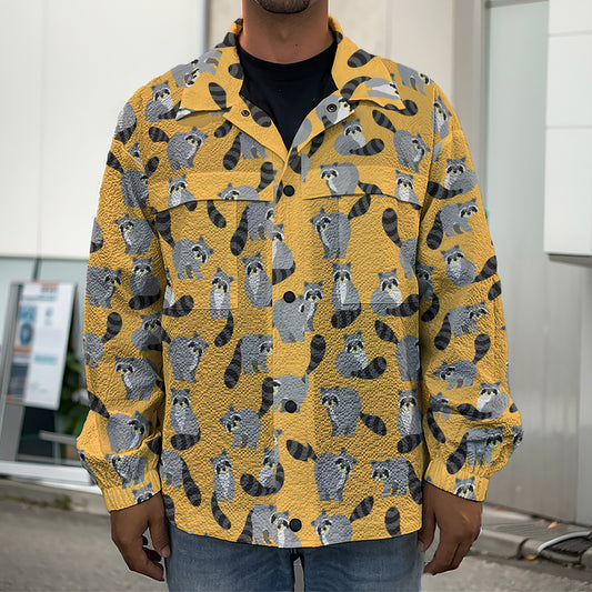 Cute Raccoon Pattern Print Men's Shirt Jacket